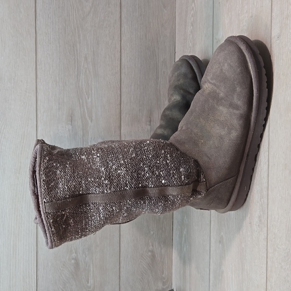 Ugg Australia Women Camaya Sequin knit sweater Leather Boots shoes sz 10 - Picture 1 of 15